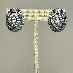 Signed Ciner x MMA Silver Crystal Oval Stud Earrings NWOT